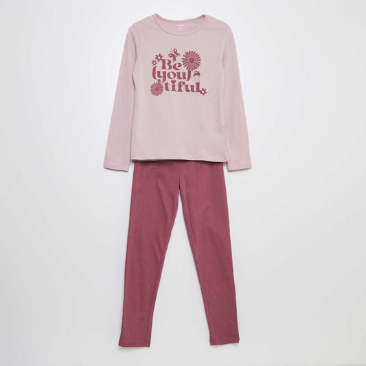 T-shirt and trousers pyjama set - 2-piece set PINK