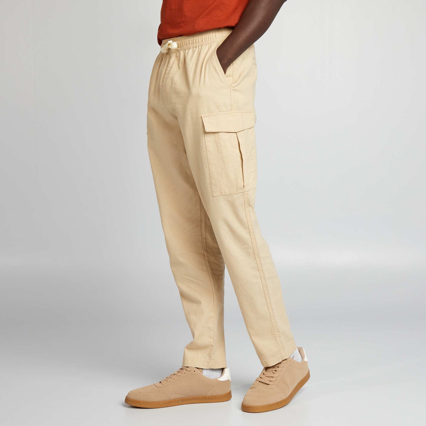 Linen-blend multi-pocket trousers BEIGE