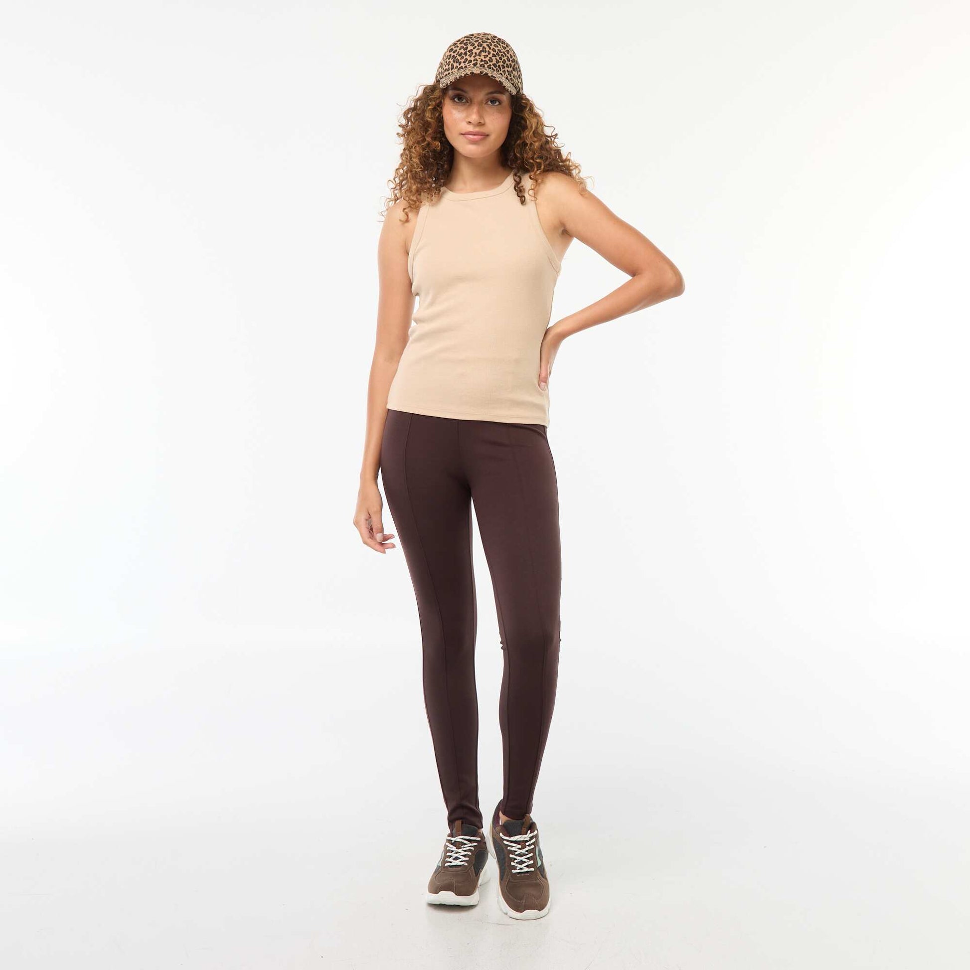 Milano knit long leggings BROWN