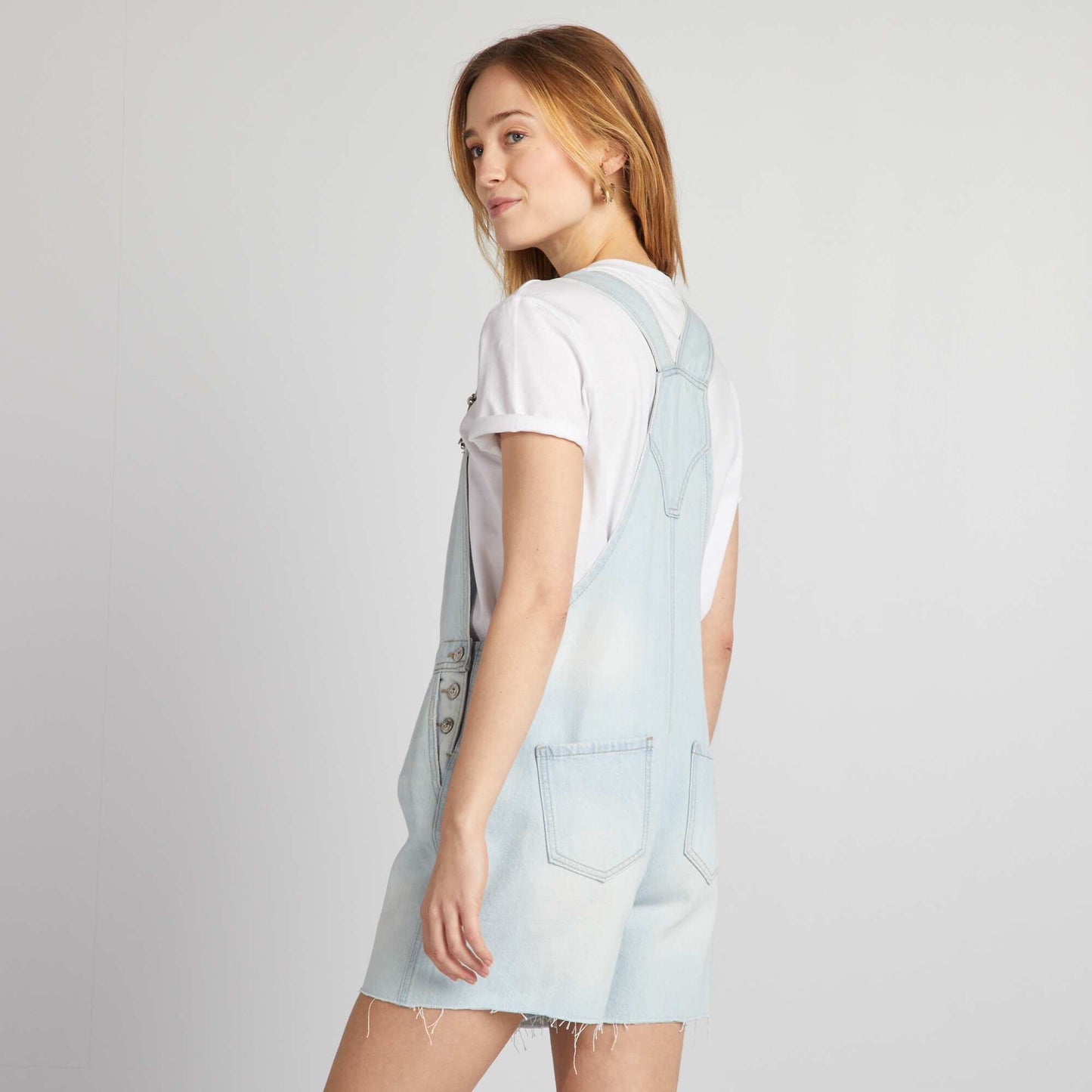 Short denim dungarees BLUE