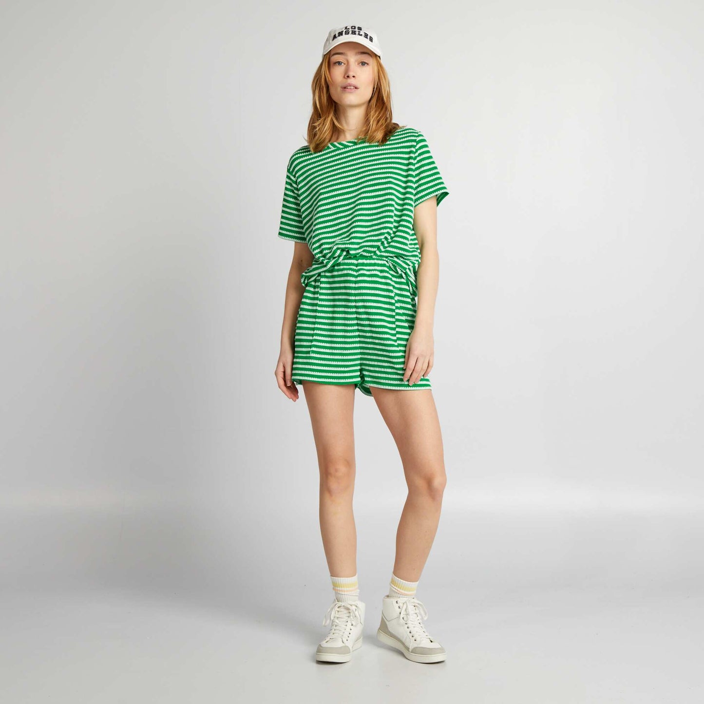 Striped crochet shorts GREEN