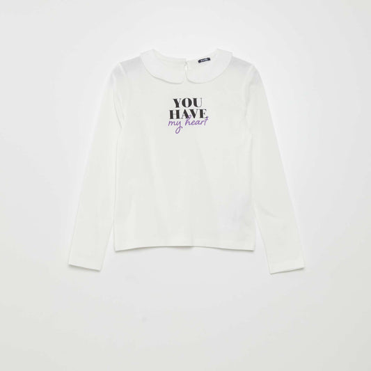 T-shirt with Peter Pan collar WHITE