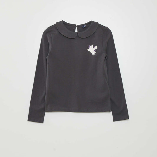 T-shirt with Peter Pan collar BLACK