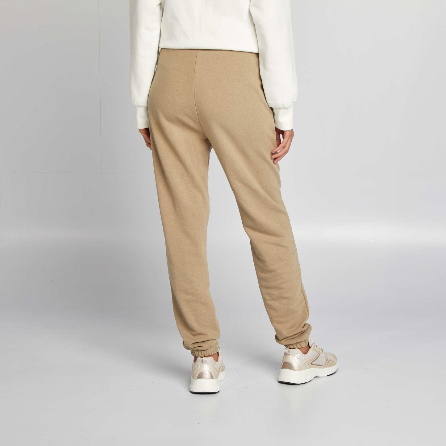 Plain fine sweatshirt fabric joggers KHAKI