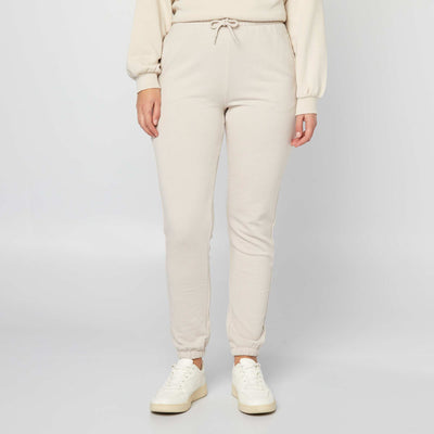 Plain fine sweatshirt fabric joggers BEIGE