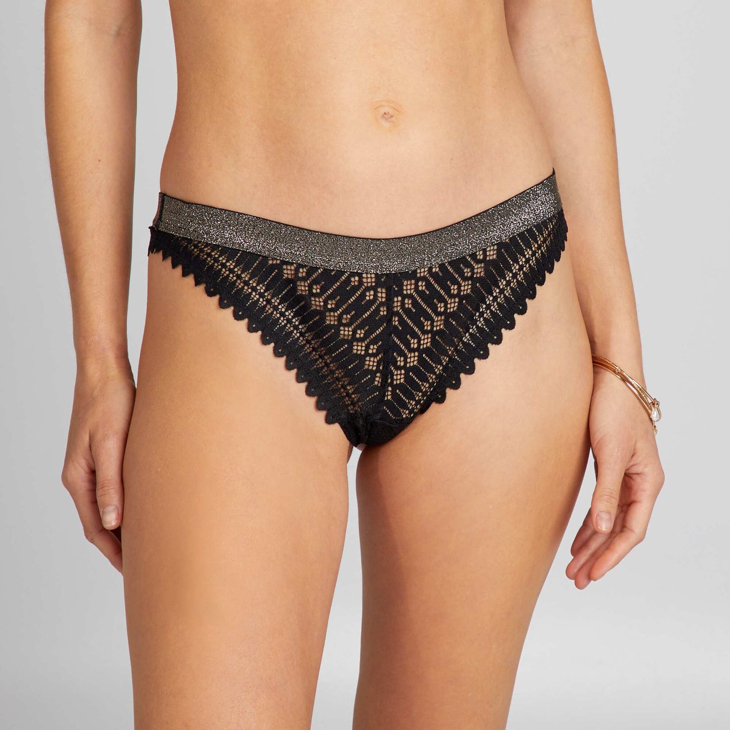 Lace tanga briefs black