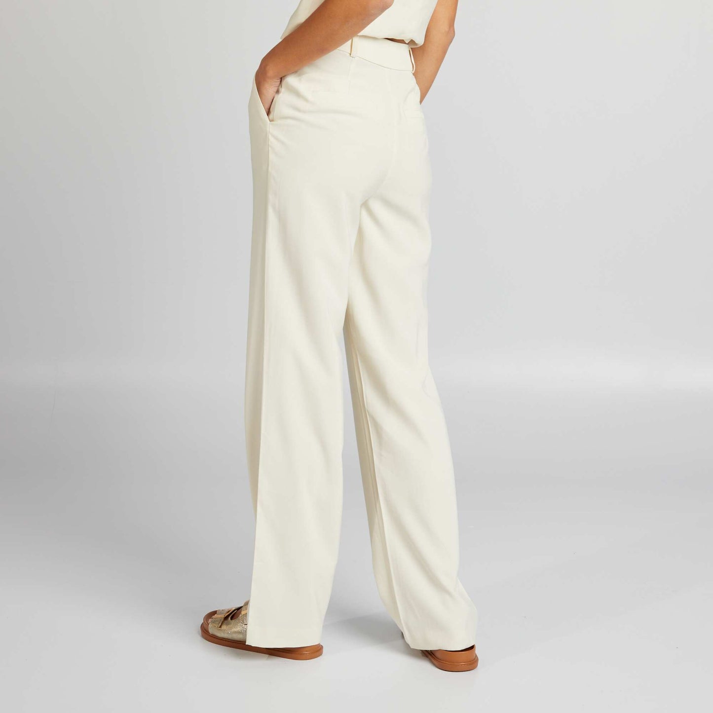 Straight-leg twill trousers BEIGE