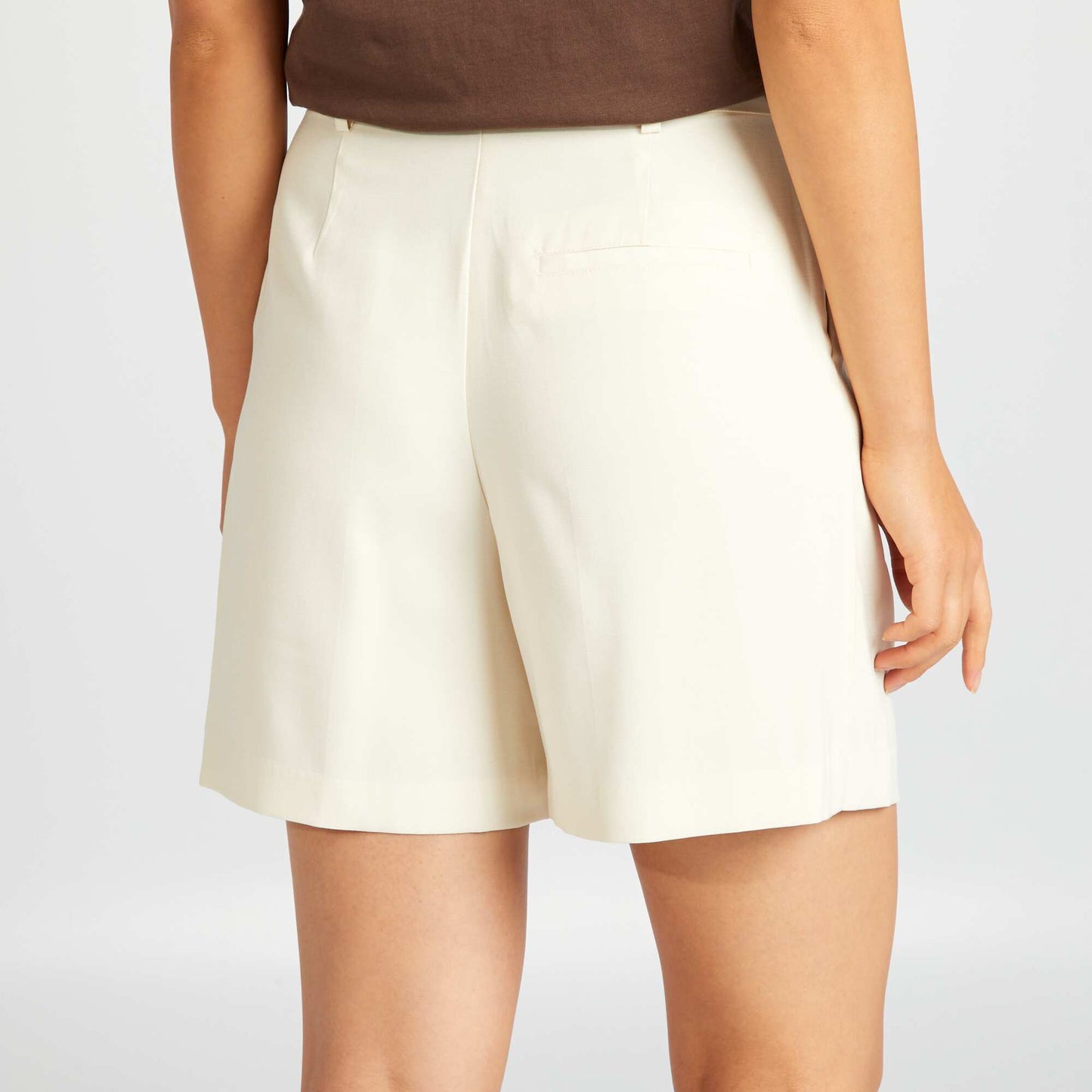 Wide-leg twill shorts BEIGE