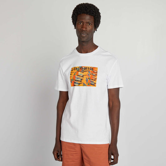 Short-sleeved printed T-shirt WHITE