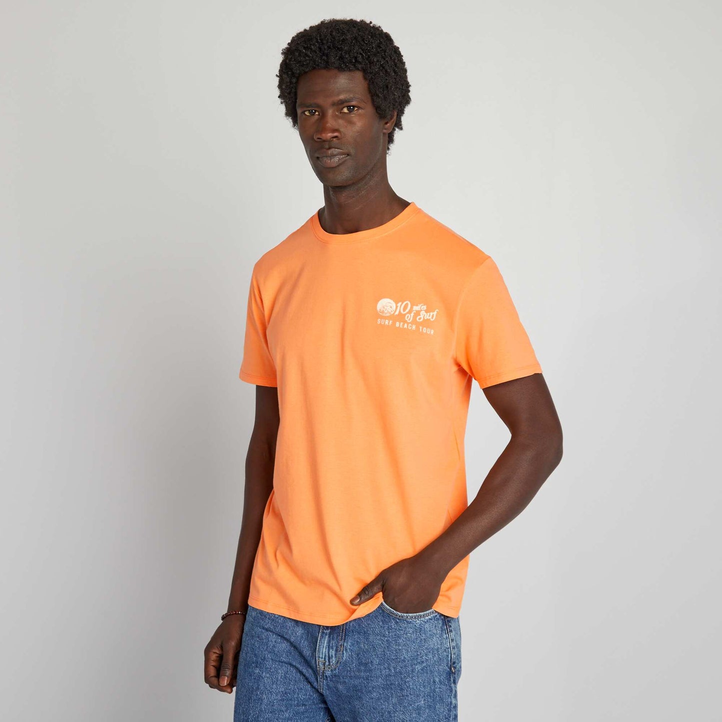 Short-sleeved printed T-shirt ORANGE