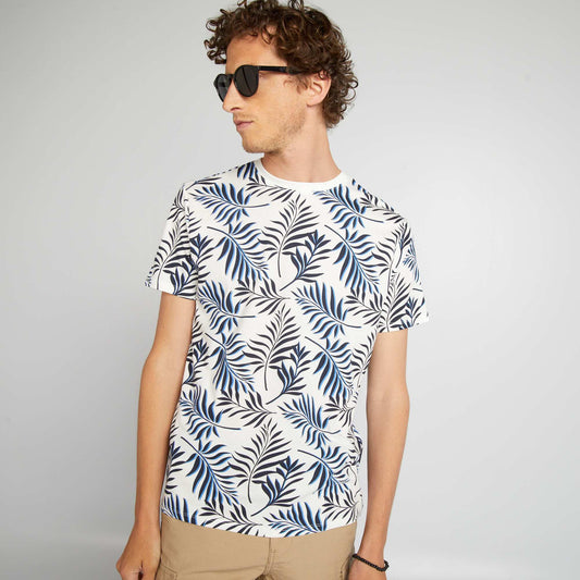 Short-sleeved printed T-shirt WHITE