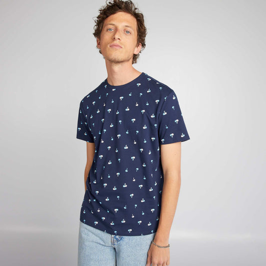 Short-sleeved printed T-shirt BLUE