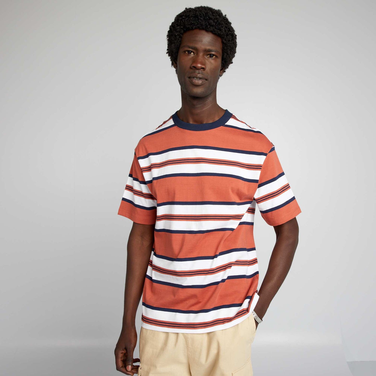 Striped jersey T-shirt RED