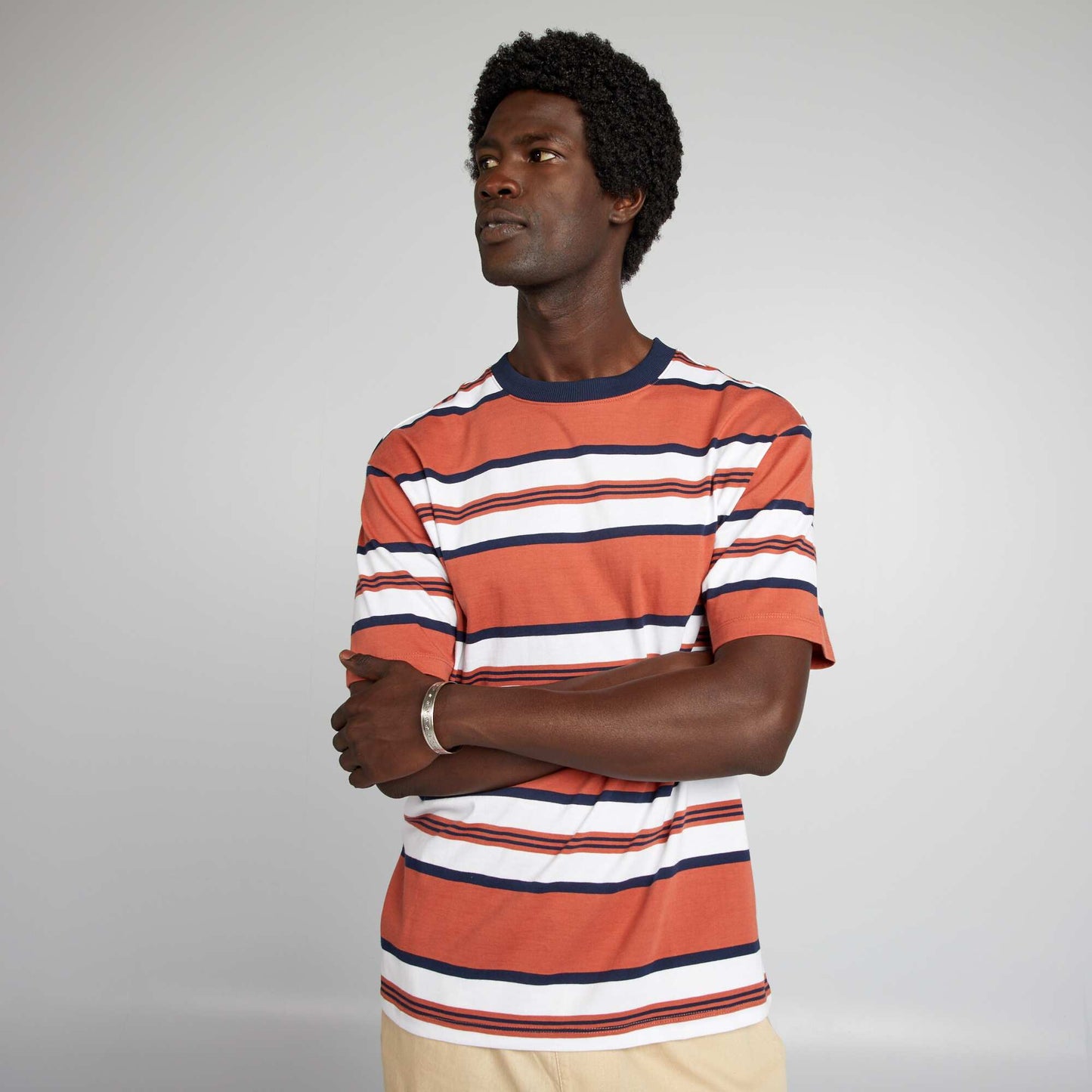 Striped jersey T-shirt RED