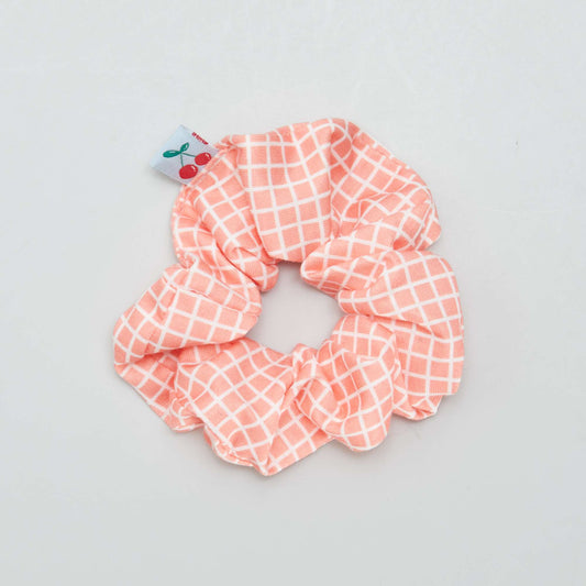 Checked elasticated scrunchie RED