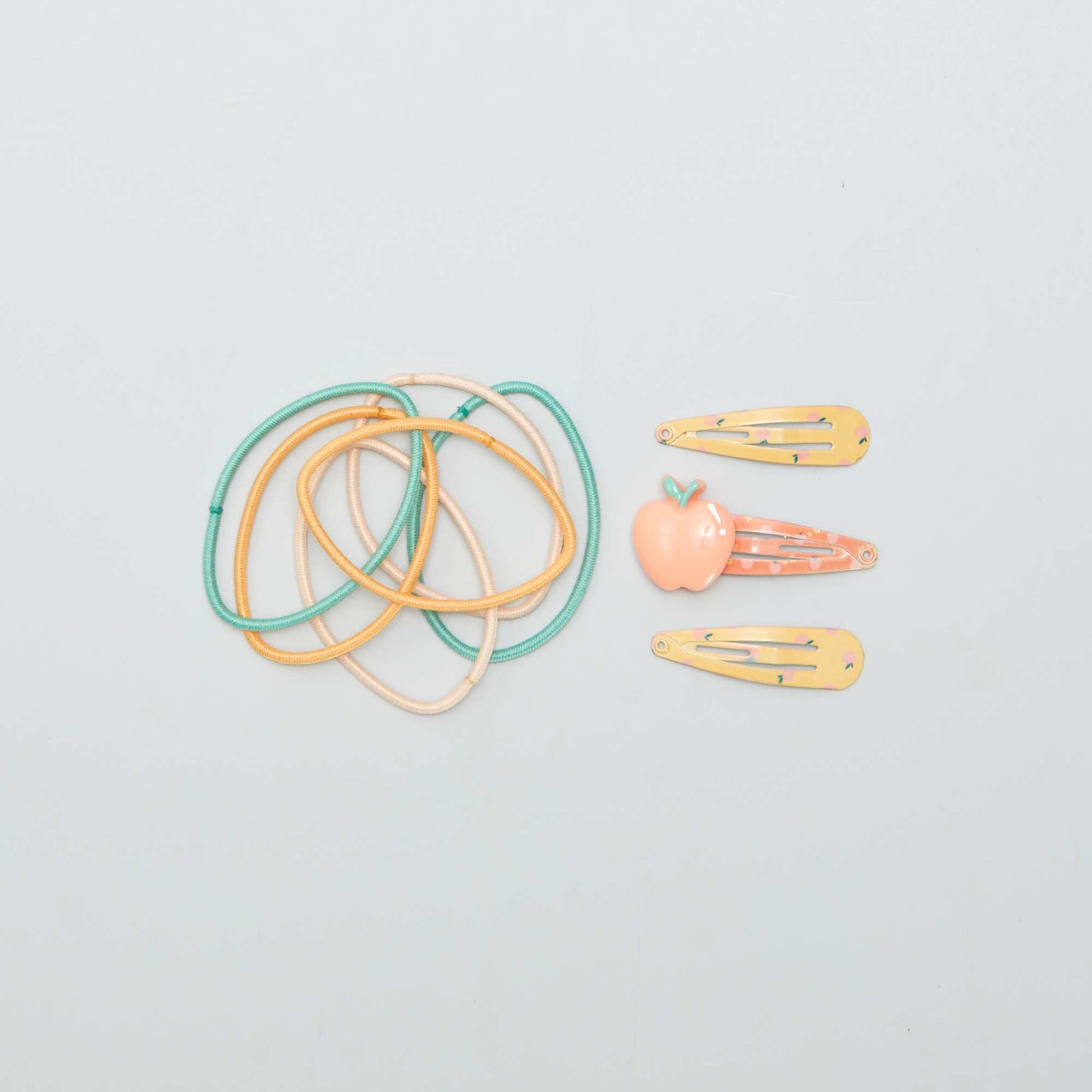 Hair styling set - elastic bobble + clips ORANGE