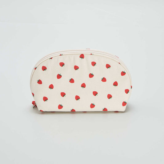 Fruit print cotton toiletry bag RED