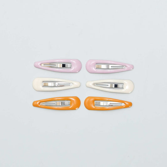 Pack of 6 snap hair slides PURPLE