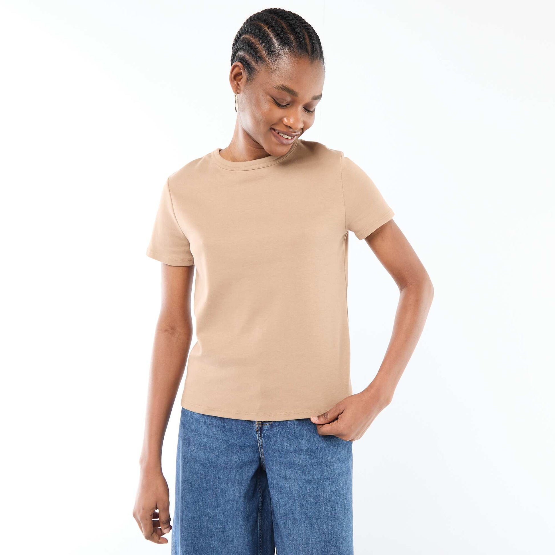 Thick cotton T-shirt BEIGE