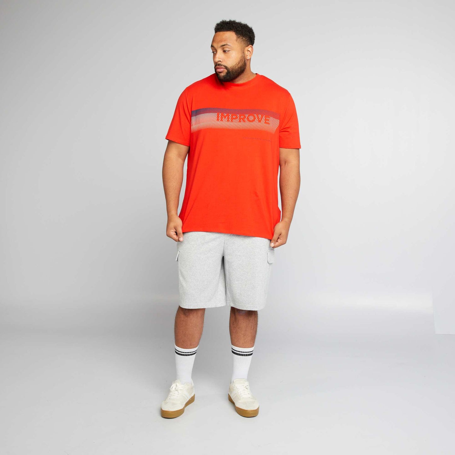 Cotton slogan T-shirt RED