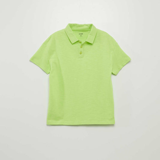 Plain jersey polo shirt green