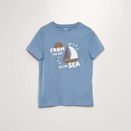 Printed short-sleeved T-shirt BLUE