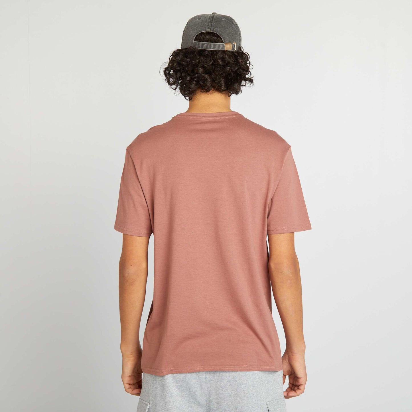 Short-sleeved T-shirt with lettering BROWN