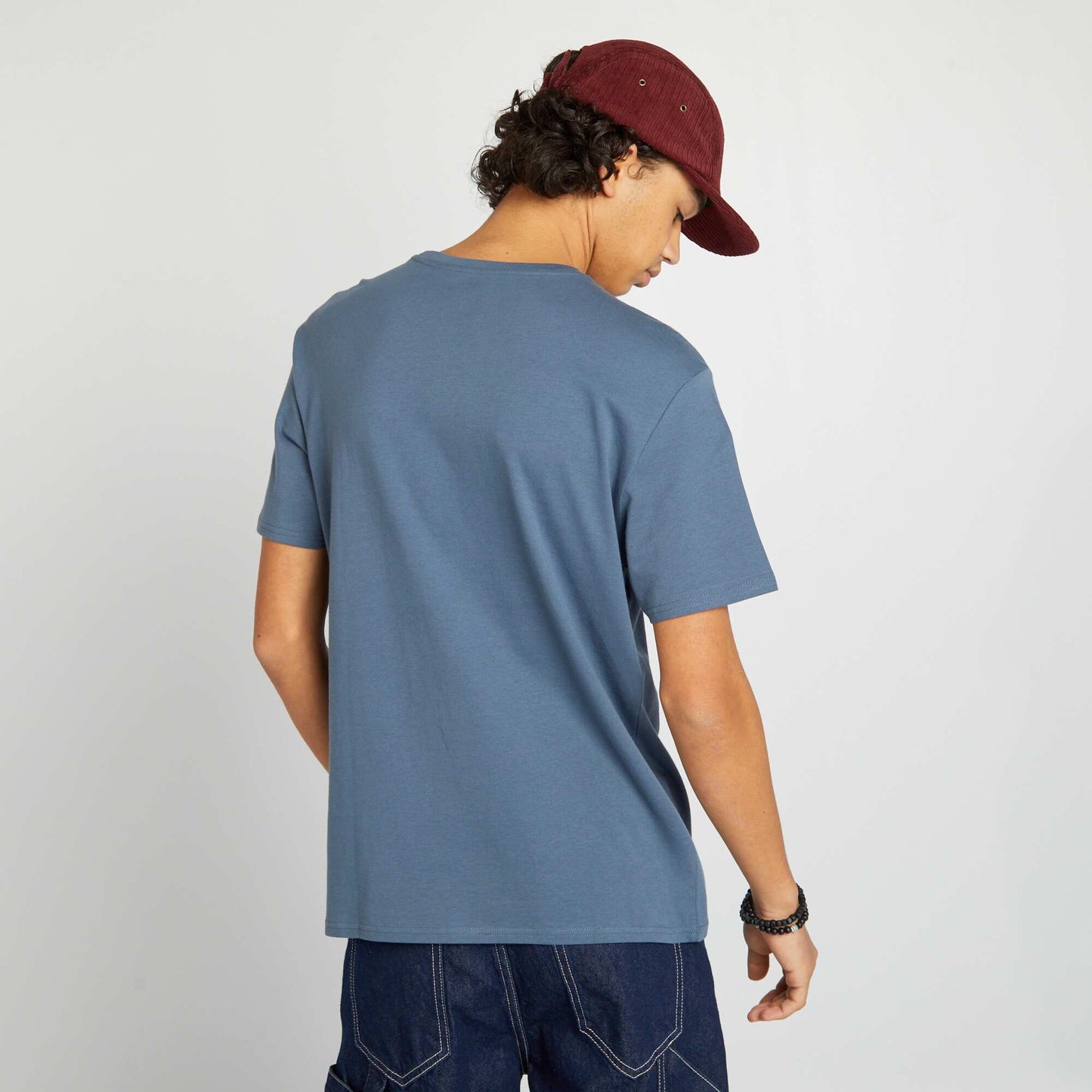 Short-sleeved T-shirt with lettering BLUE