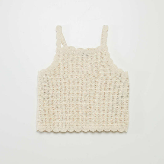 Crochet knit top WHITE