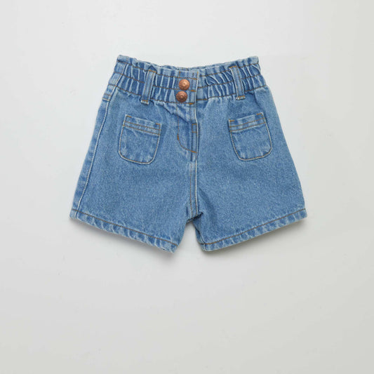 Denim paperbag shorts BLUE