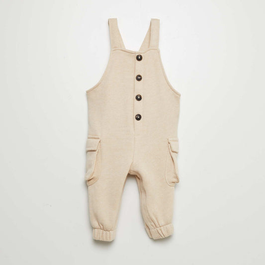 Sweatshirt fabric dungarees BEIGE