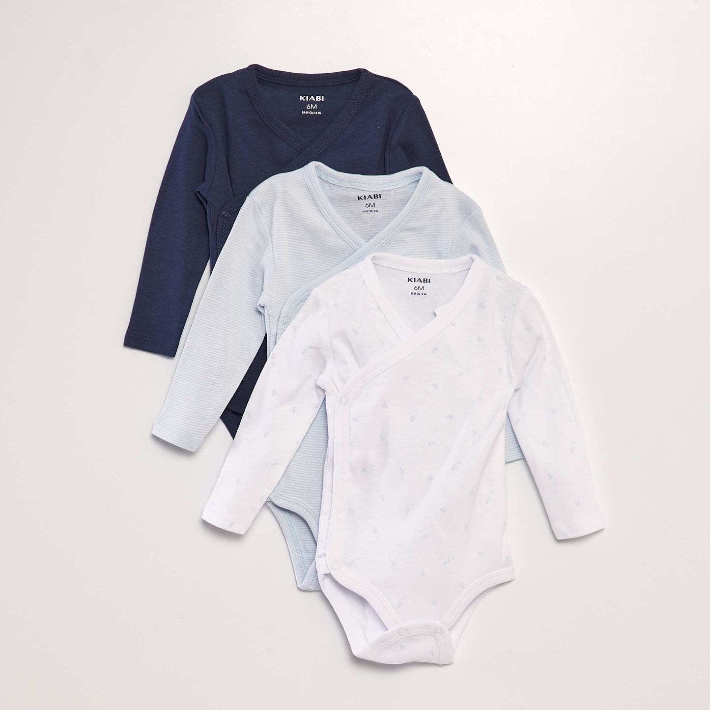 Pack of 3 crossover bodysuits BLUE