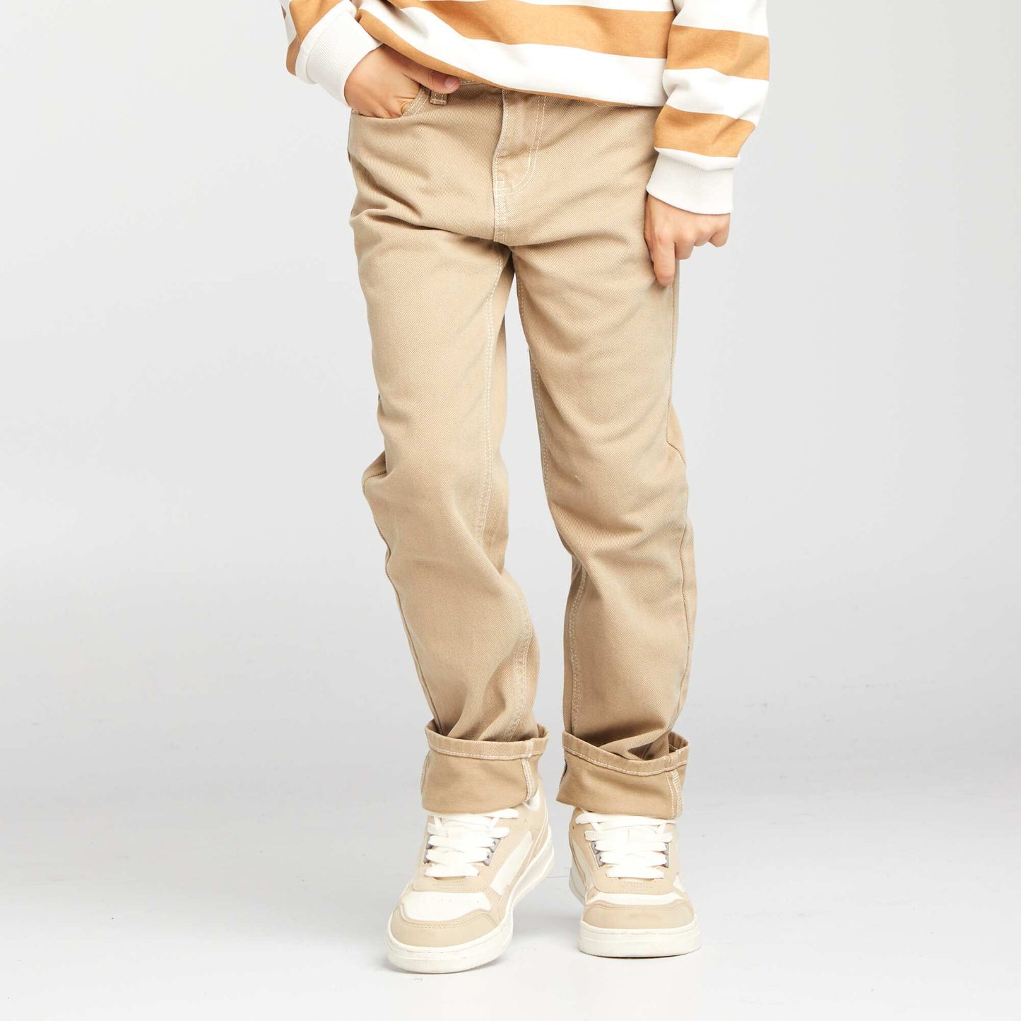 Plain straight-leg jeans BEIGE