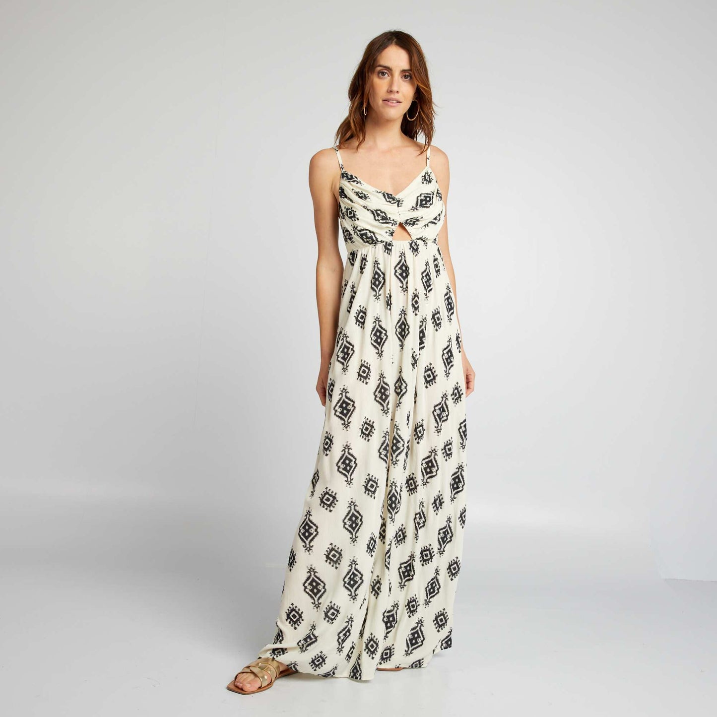 Long dress with narrow straps BEIGE