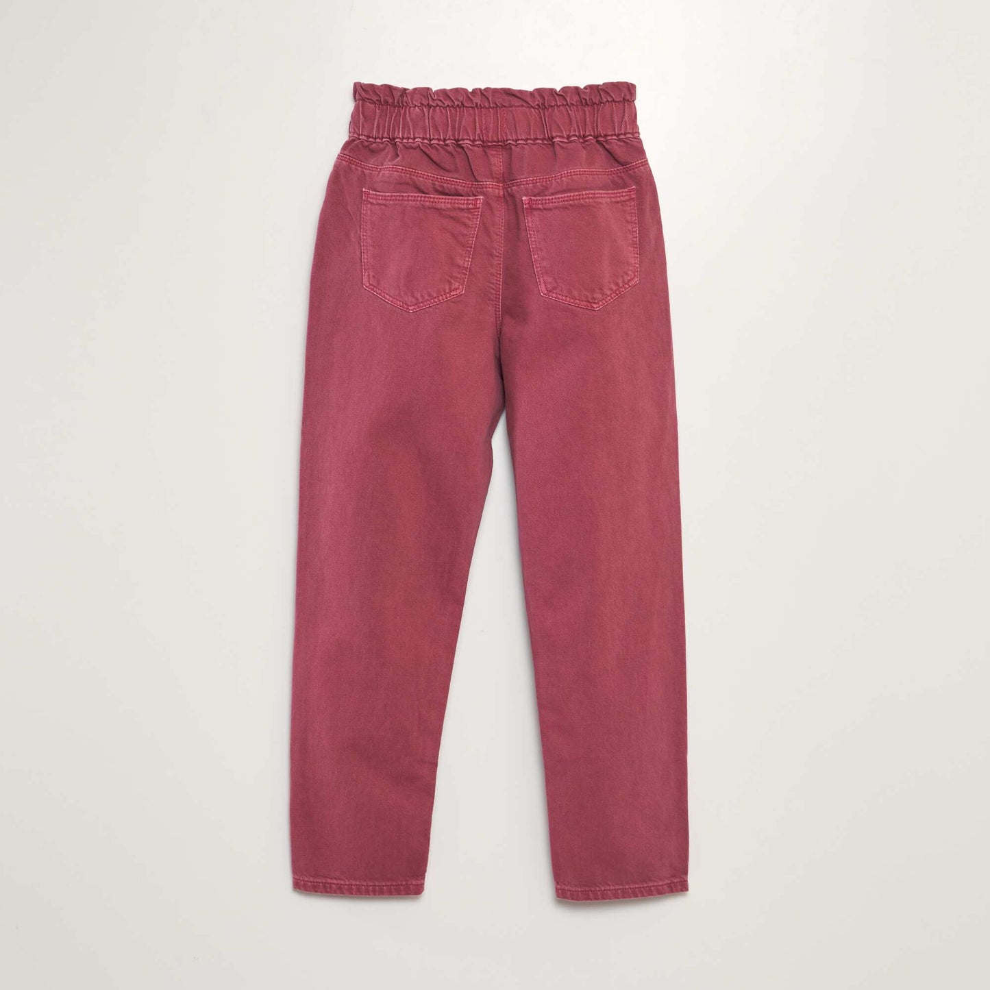 Twill trousers with ruffled waistband PURPLE