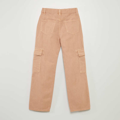 بنطلون جينز متعدد الجيوب باللون البيج