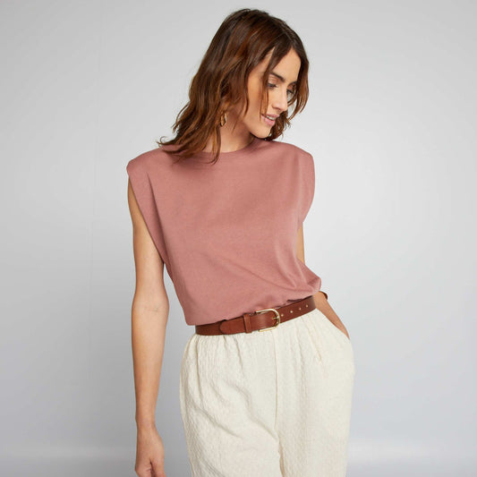 Sleeveless T-shirt BROWN