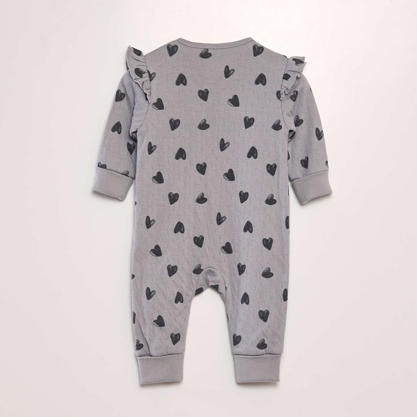 Footless sleepsuit with heart print GREY