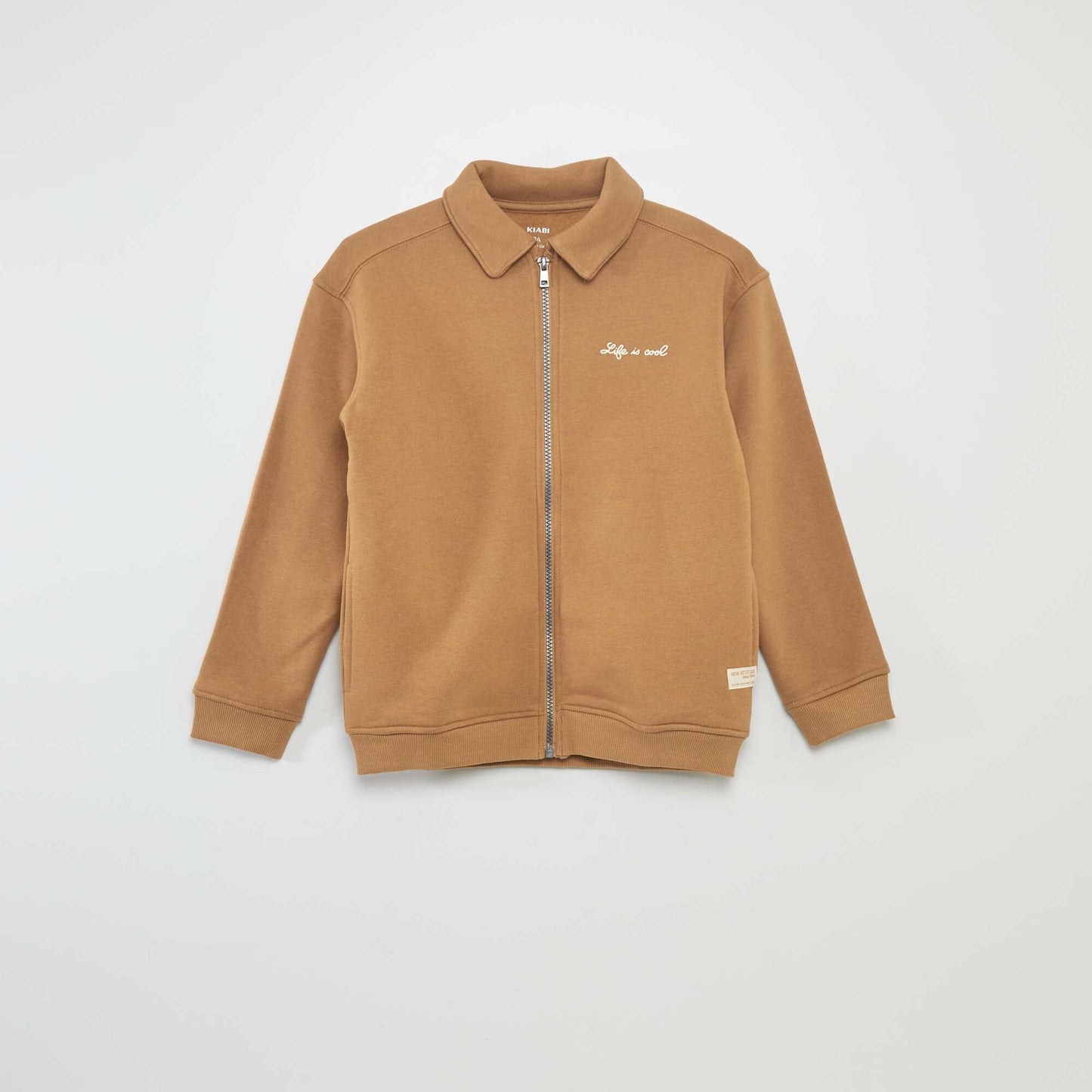 Sweatshirt with zip fastening BROWN