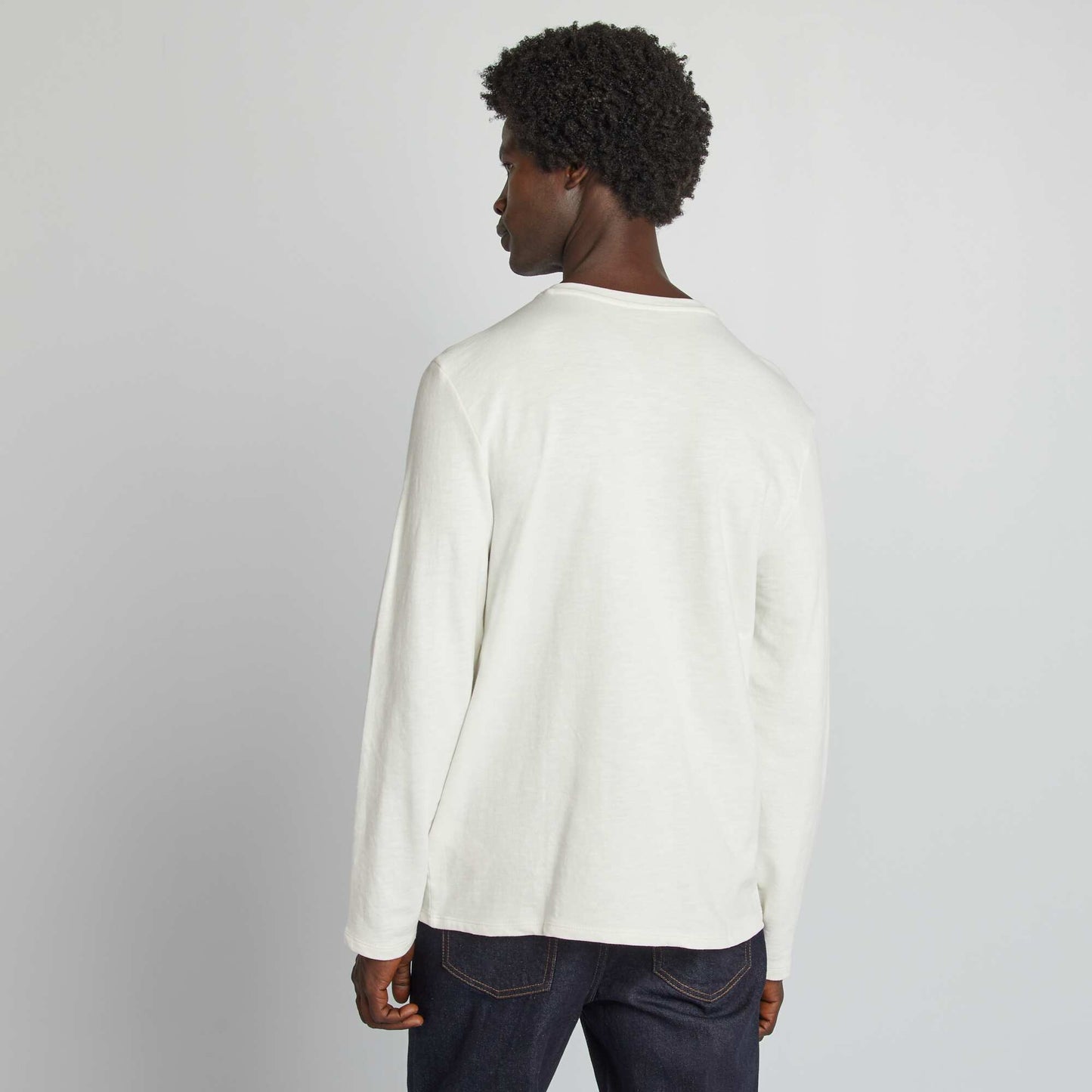 Henley collar T-shirt WHITE