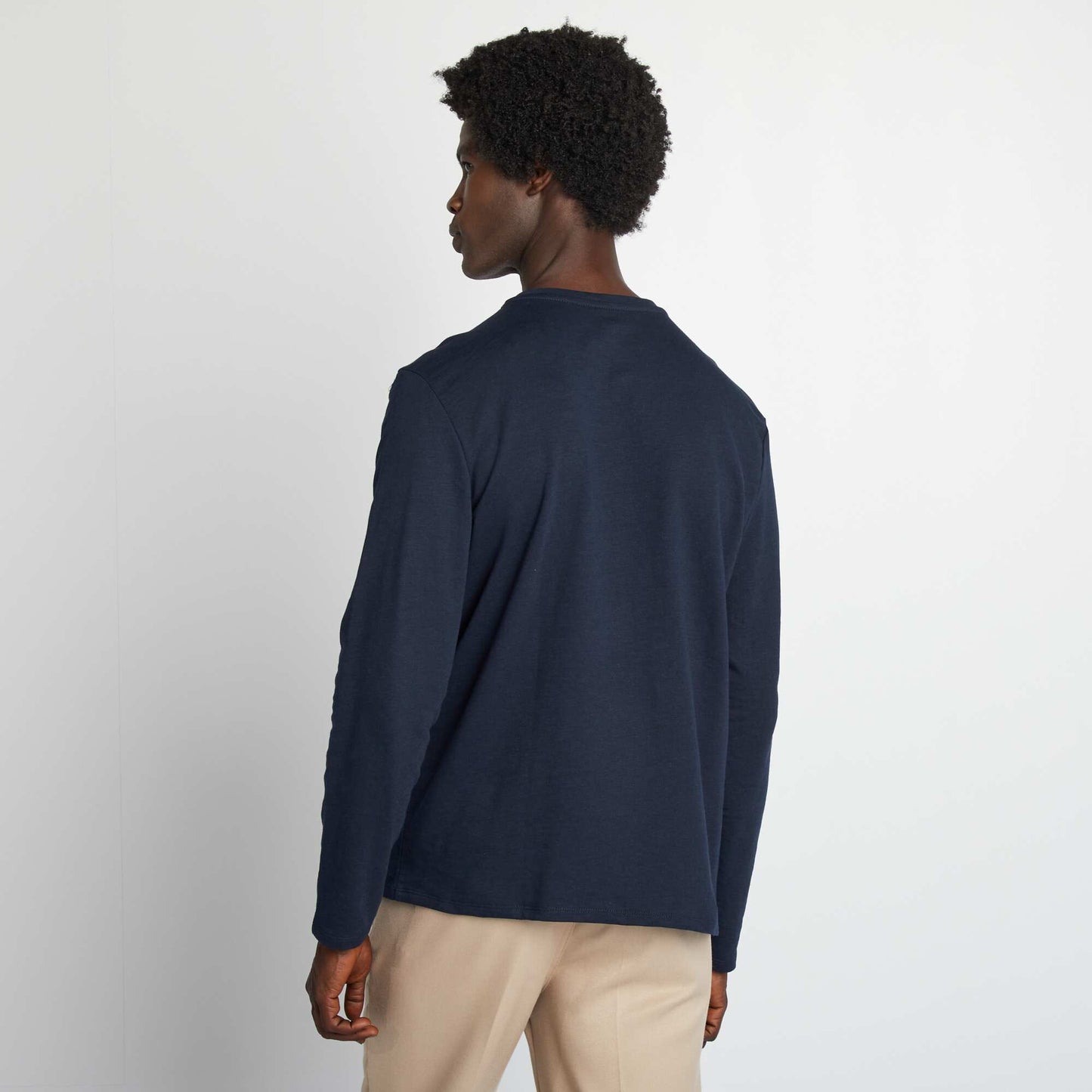 Henley collar T-shirt BLUE