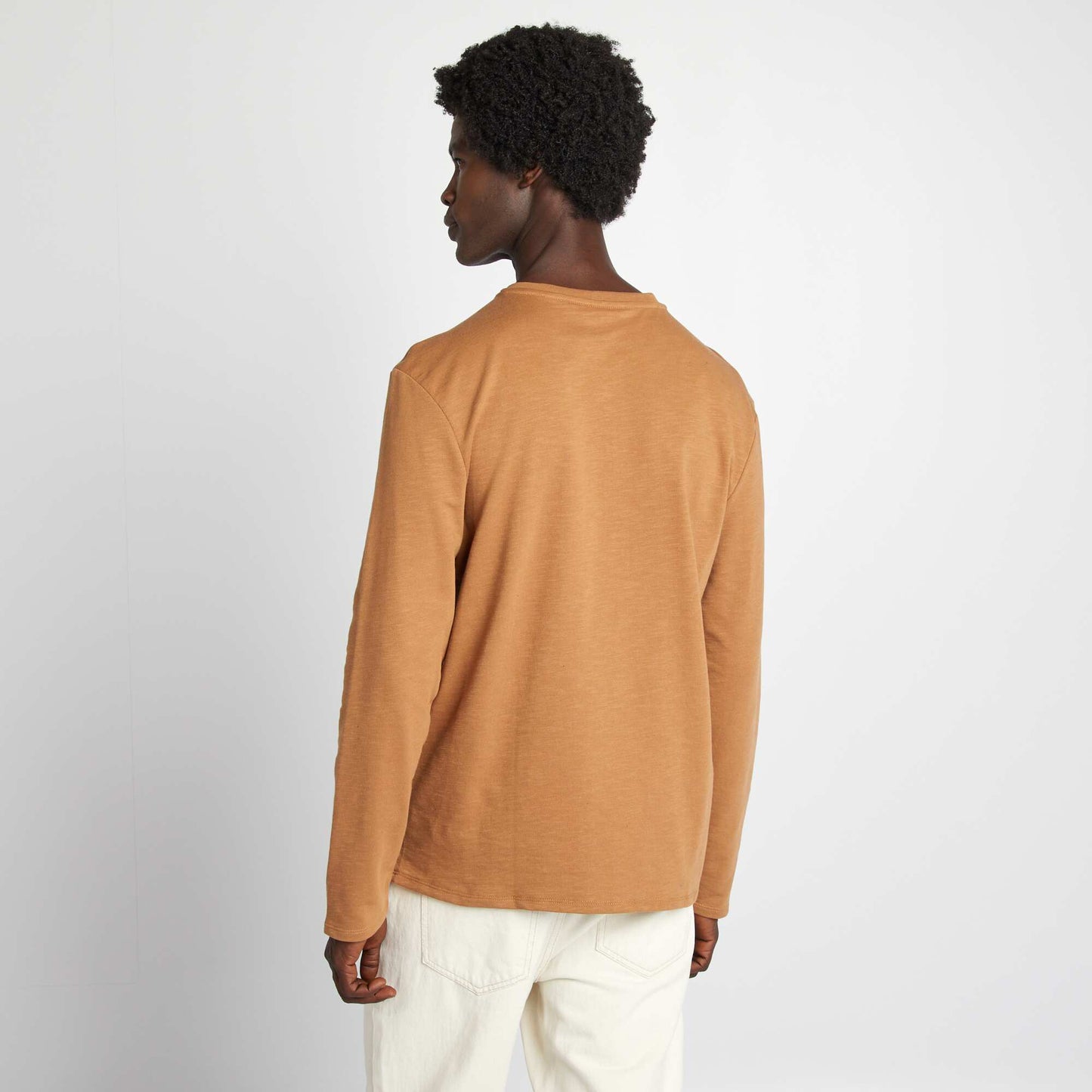 Henley collar T-shirt BEIGE