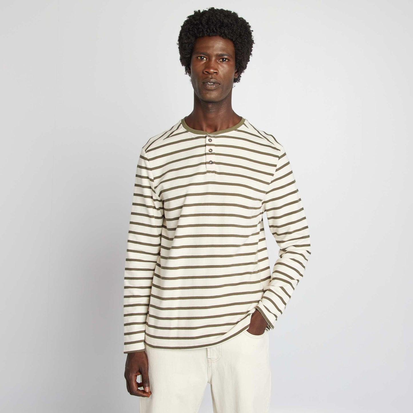 Henley collar T-shirt BEIGE