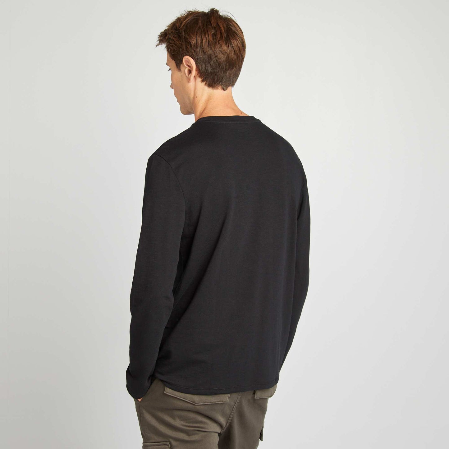 Henley collar T-shirt black