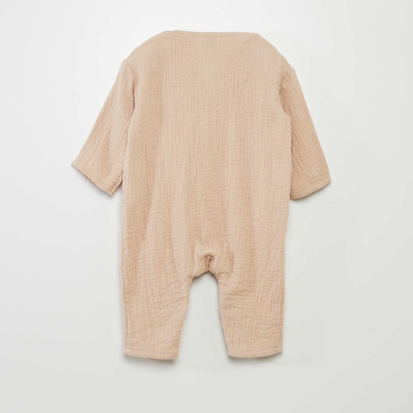 Long cotton gauze romper BEIGE