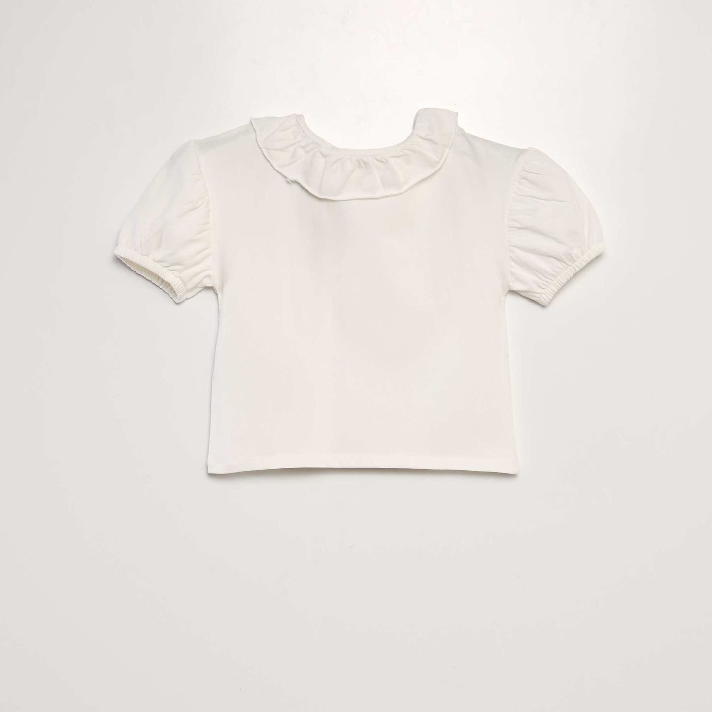 T-shirt with ruffled collar WHITE