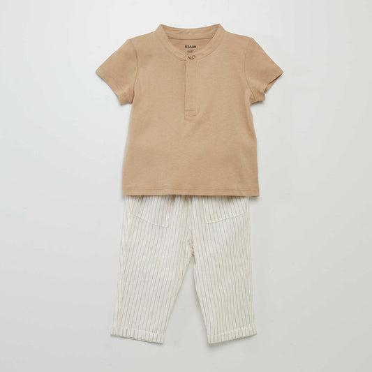 T-shirt and trousers set - 2-piece set BEIGE