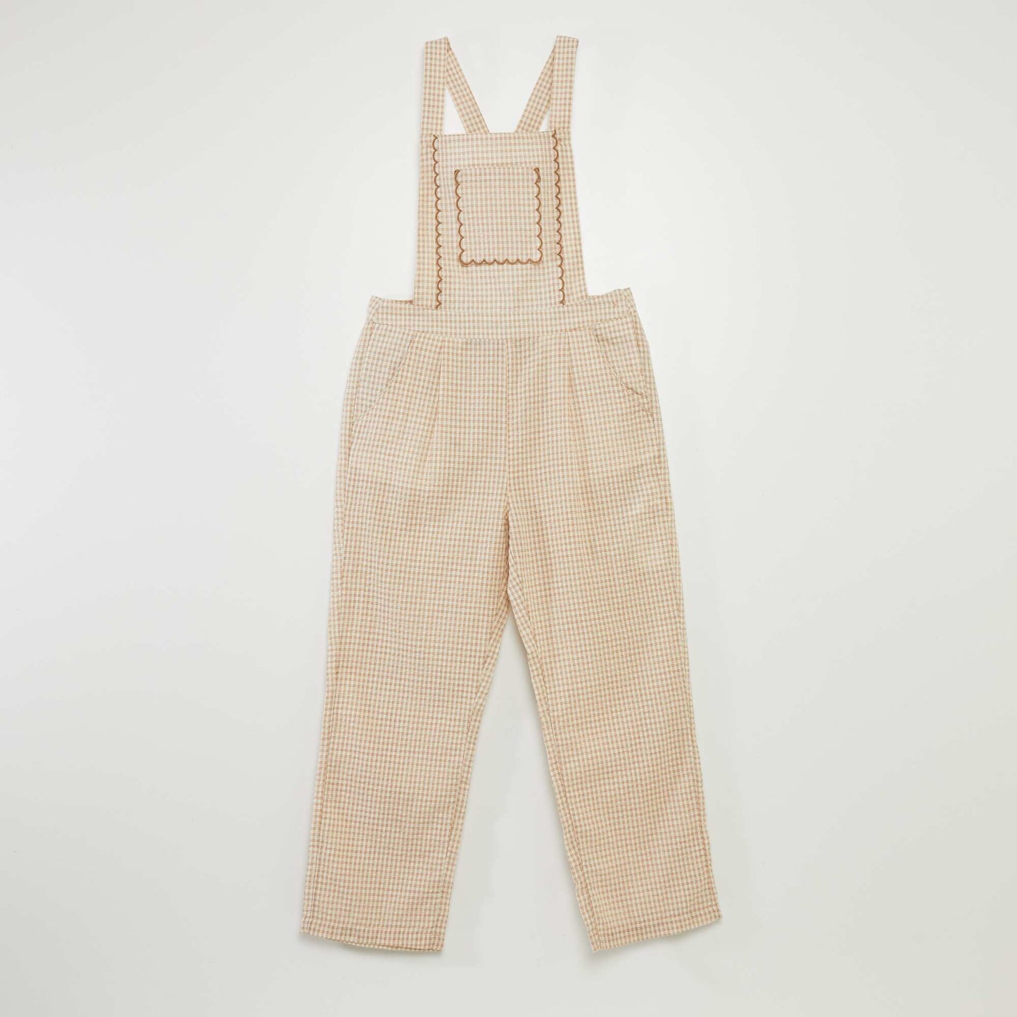 Checked dungaree trousers BEIGE