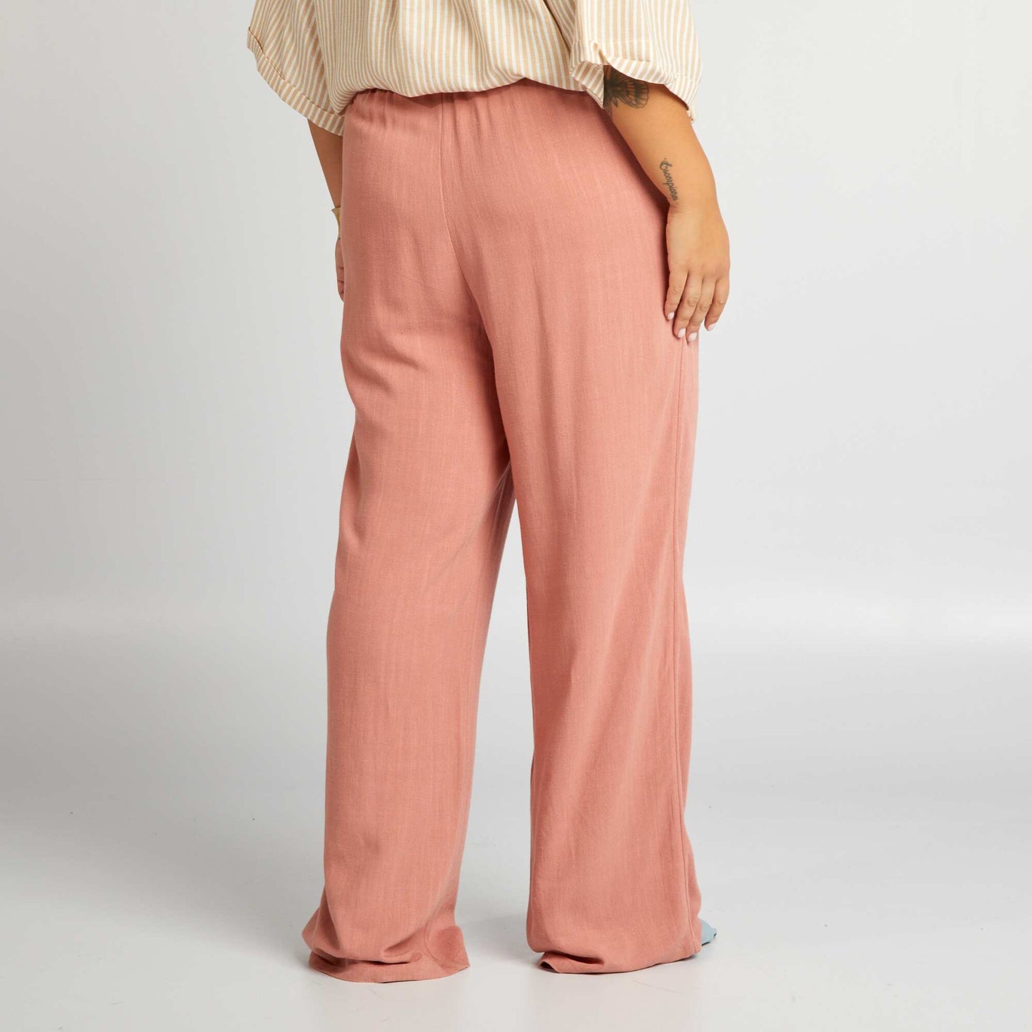 Wide-leg trousers with elasticated waist PINK