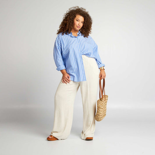 Wide-leg trousers with elasticated waist WHITE